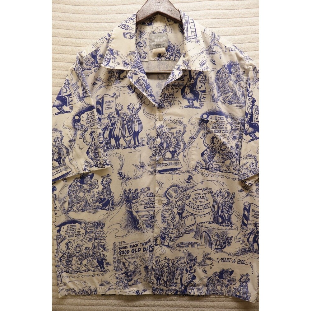 Vintage Hawaii ID Classic Cartoon Aloha Hawaiian Shirt XL Turtle Blue Flaw
